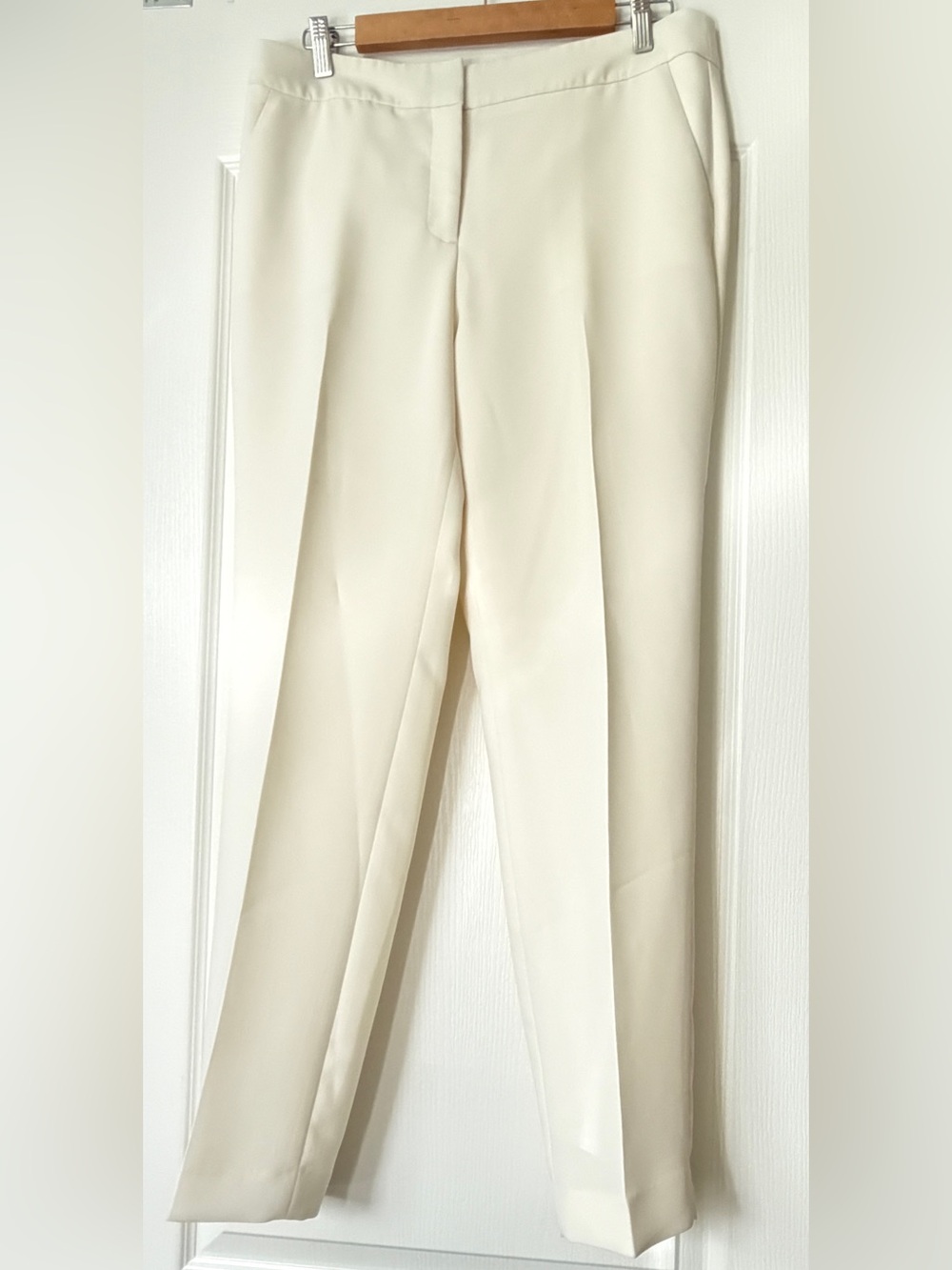 Talbots Ivory Cream Slim Ankle Dress Pants Size 8 Tailored Stretch Trousers